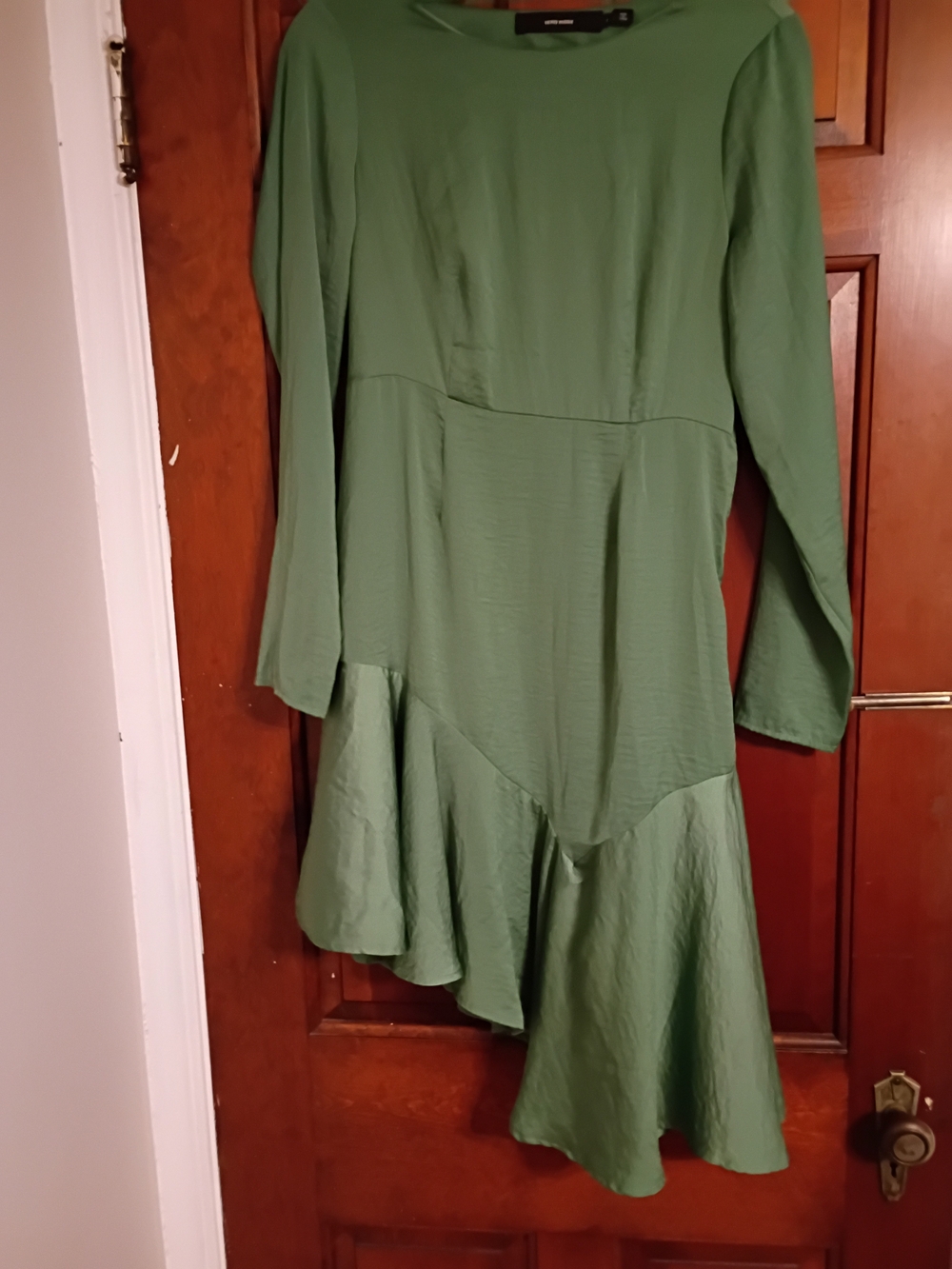 Vero Moda Olive Green Asymmetrical Ruffle Dress Size Small